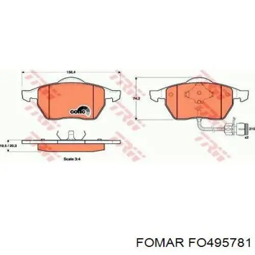 Передние тормозные колодки FO495781 Fomar Roulunds