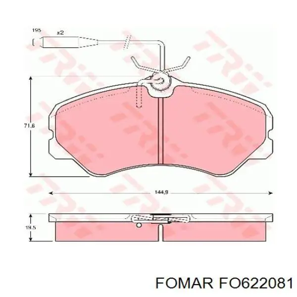 FO622081 Fomar Roulunds колодки тормозные передние дисковые