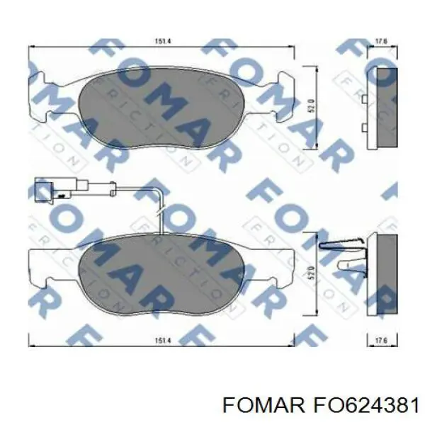 Колодки гальмівні передні, дискові FO624381 Fomar Roulunds