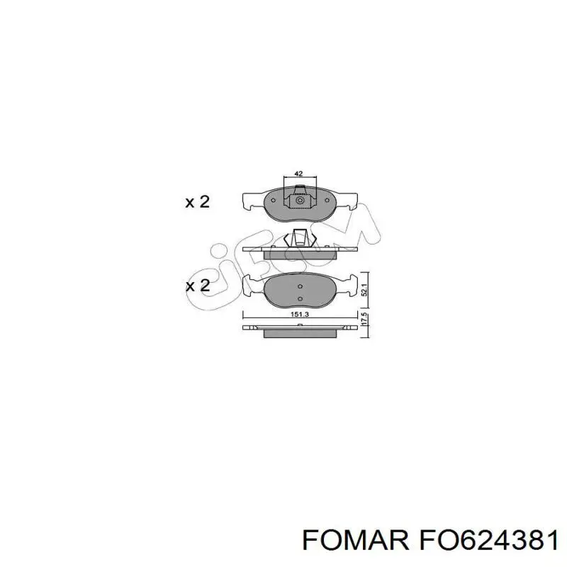 Передние тормозные колодки FO624381 Fomar Roulunds