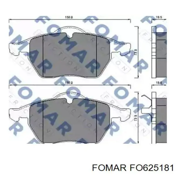 FO 625181 Fomar Roulunds колодки тормозные передние дисковые