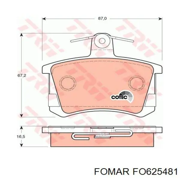 Задние тормозные колодки FO625481 Fomar Roulunds