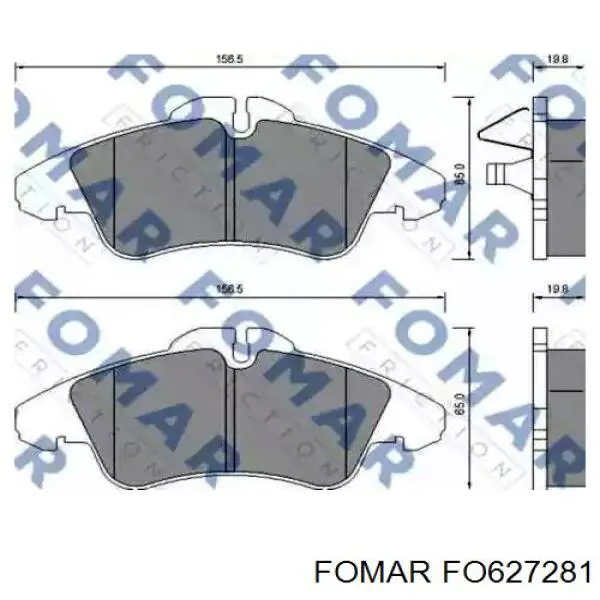 Колодки тормозные передние дисковые FOMAR FO627281