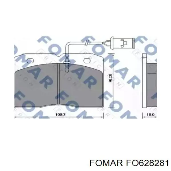 FO 628281 Fomar Roulunds колодки тормозные передние дисковые