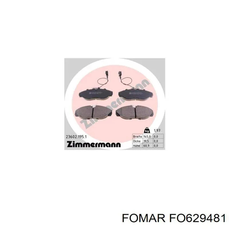 Передние тормозные колодки FO629481 Fomar Roulunds