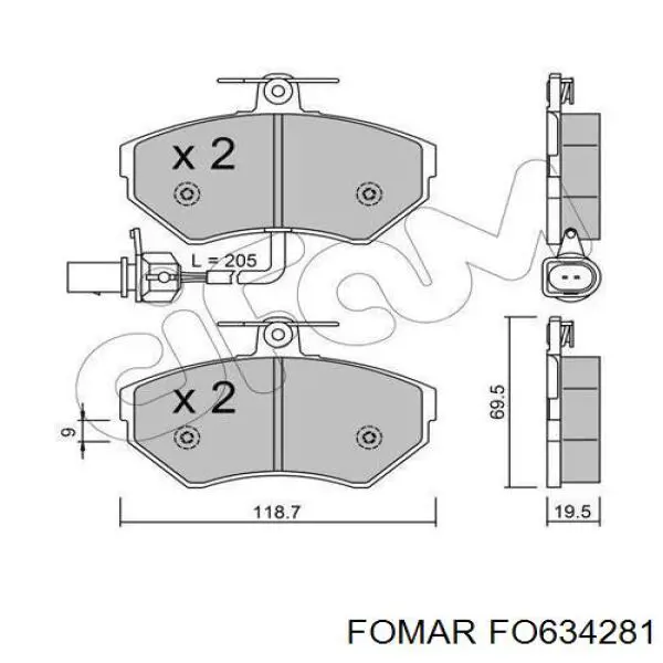 Передние тормозные колодки 634281 Fomar Roulunds
