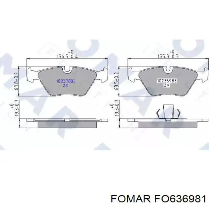 Колодки тормозные передние дисковые FOMAR FO636981