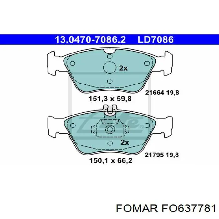 Передние тормозные колодки 54204720 Mercedes