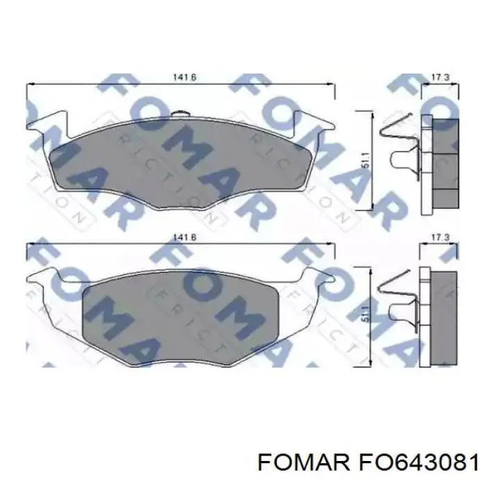 FO 643081 Fomar Roulunds sapatas do freio dianteiras de disco