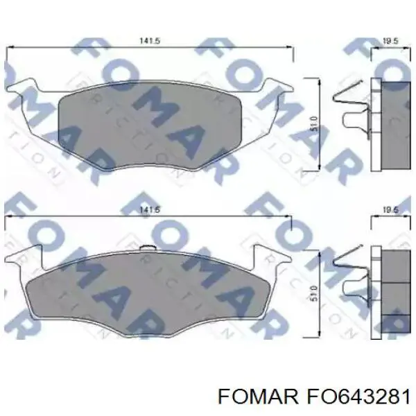 FO643281 Fomar Roulunds колодки тормозные передние дисковые