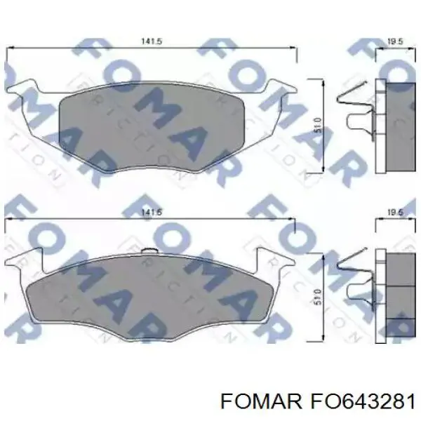 Передние тормозные колодки FO643281 Fomar Roulunds