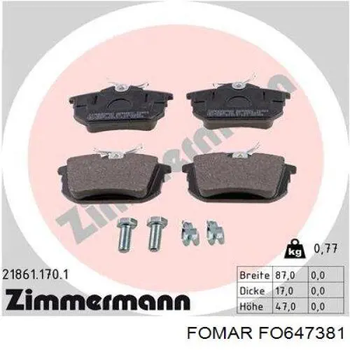 FO647381 Fomar Roulunds Колодки тормозные дисковые комплект