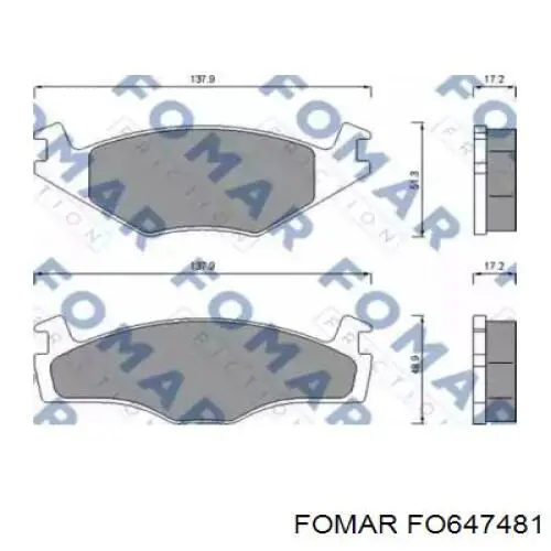 Передние тормозные колодки FO647481 Fomar Roulunds