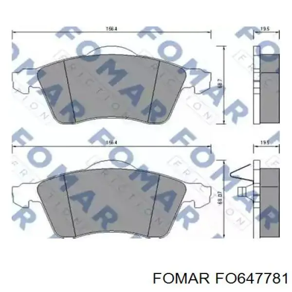 FO 647781 Fomar Roulunds sapatas do freio dianteiras de disco