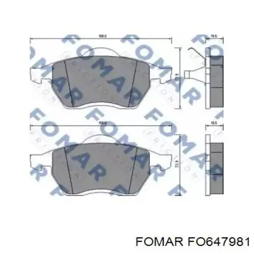 FO 647981 Fomar Roulunds колодки тормозные передние дисковые
