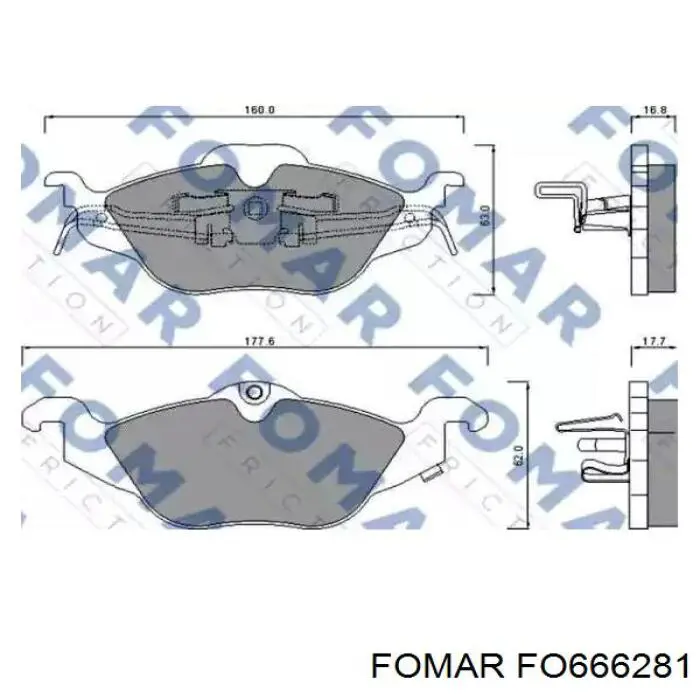 FO 666281 Fomar Roulunds sapatas do freio dianteiras de disco