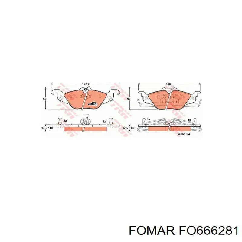 FO666281 Fomar Roulunds Колодки передние