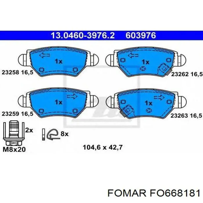 Купить FO668181 Fomar Roulunds Колодки тормозные задние, дисковые