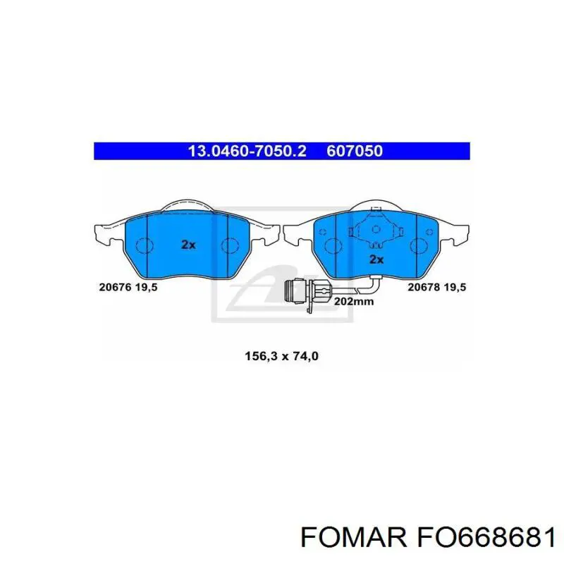 Передние тормозные колодки FO668681 Fomar Roulunds