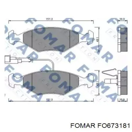 FO673181 Fomar Roulunds колодки тормозные передние дисковые