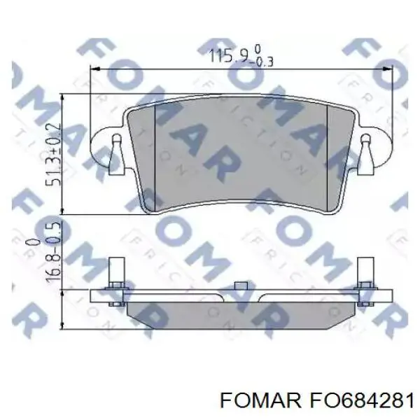 Задние тормозные колодки FO684281 Fomar Roulunds