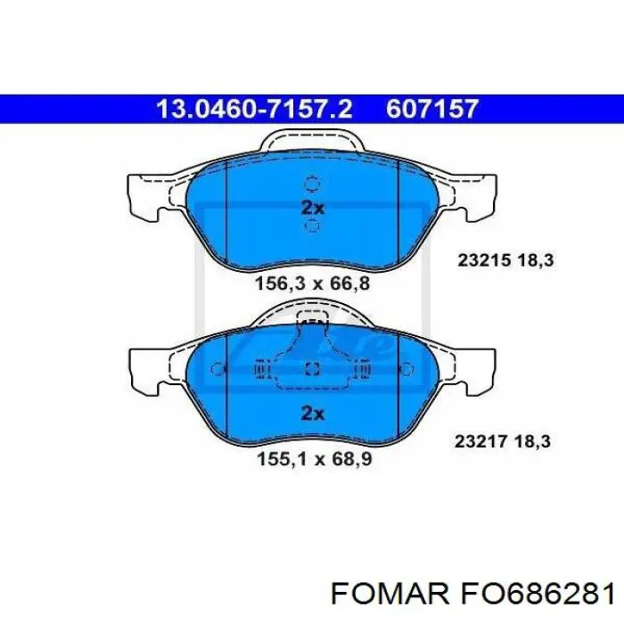 Передние тормозные колодки 7701209101 Renault (RVI)