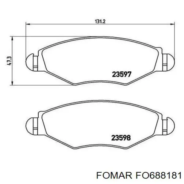 Передние тормозные колодки 688181 Fomar Roulunds