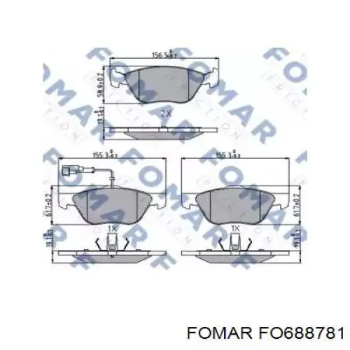 FO688781 Fomar Roulunds колодки тормозные передние дисковые