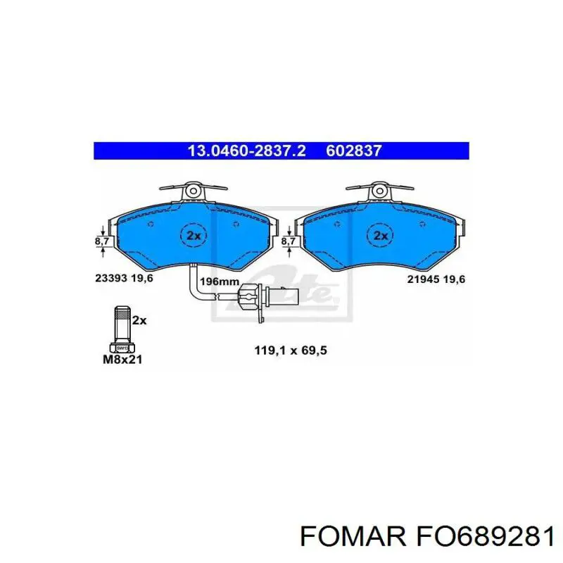 Купить 689281 Fomar Roulunds Колодки тормозные
