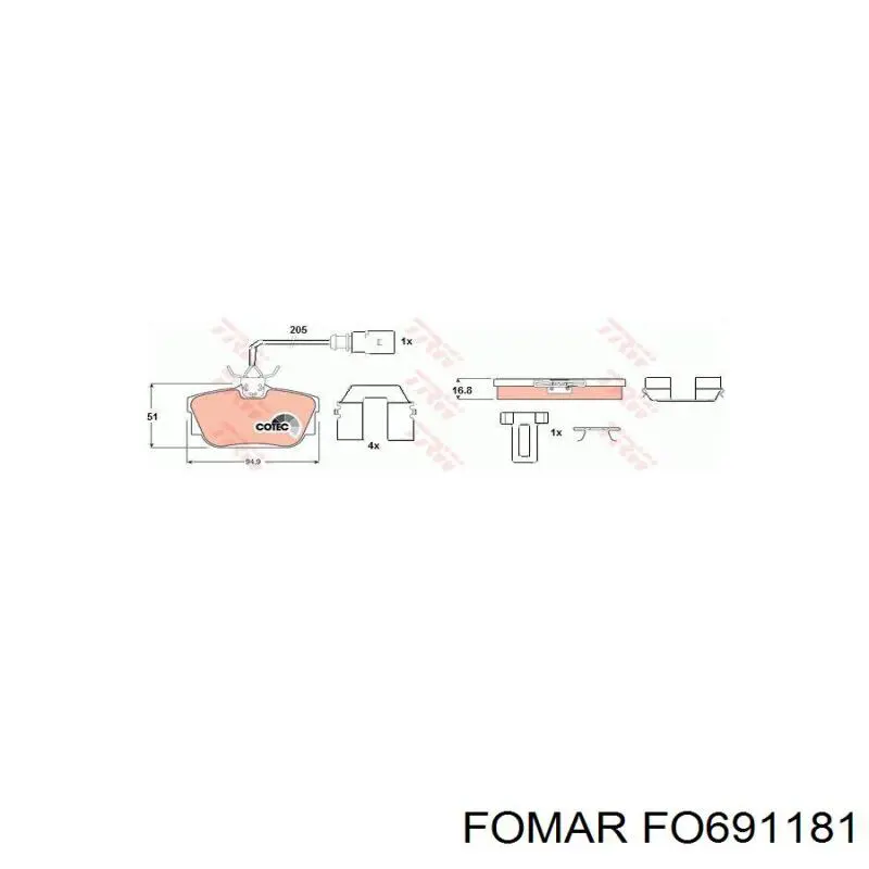 Задние дисковые колодки Fomar Roulunds FO691181