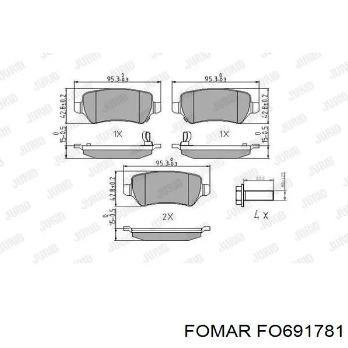 Купить FO691781 Fomar Roulunds Колодки тормозные задние, дисковые