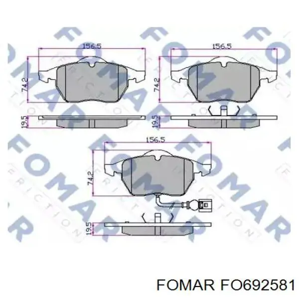 FO692581 Fomar Roulunds sapatas do freio dianteiras de disco
