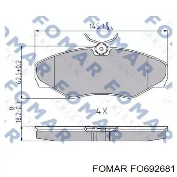 Колодки тормозные передние дисковые FOMAR FO692681