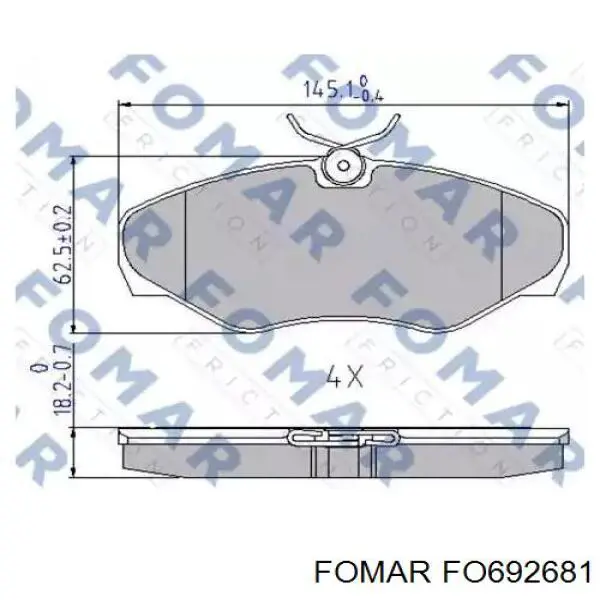 FO 692681 Fomar Roulunds sapatas do freio dianteiras de disco