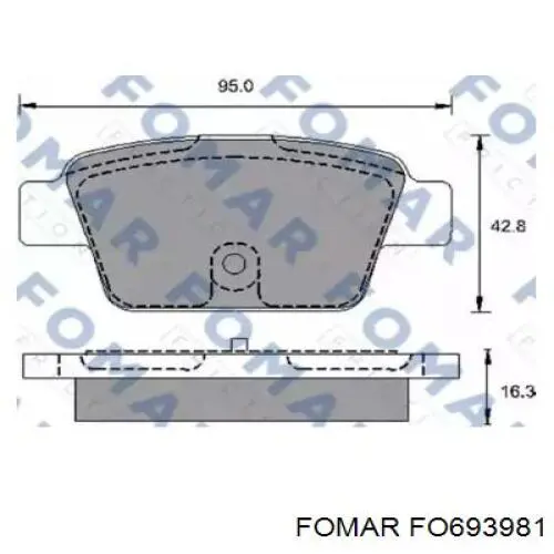 FO 693981 Fomar Roulunds колодки тормозные задние дисковые