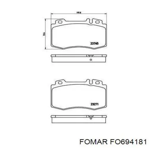 Передние тормозные колодки FO694181 Fomar Roulunds