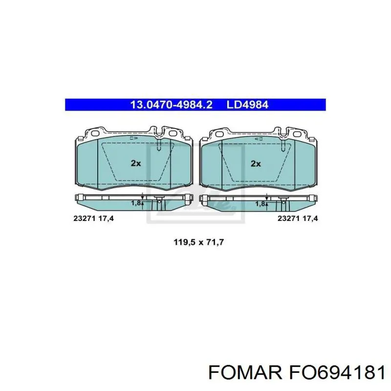 Купить FO694181 Fomar Roulunds Колодки тормозные