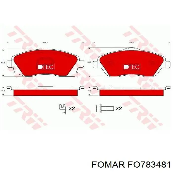 Передние тормозные колодки FO783481 Fomar Roulunds