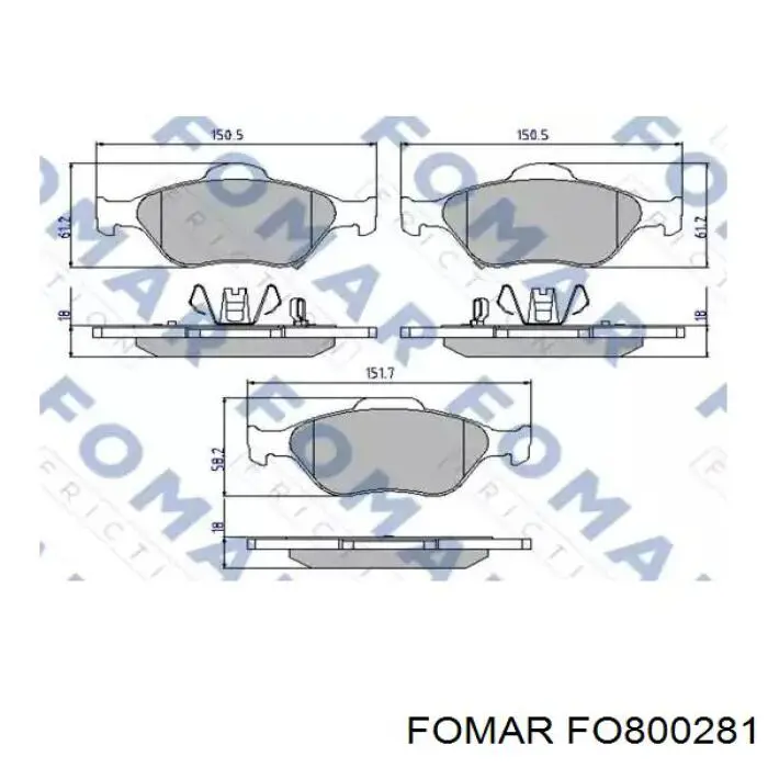 FO 800281 Fomar Roulunds передние тормозные колодки