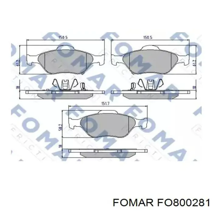 Передние тормозные колодки FO800281 Fomar Roulunds