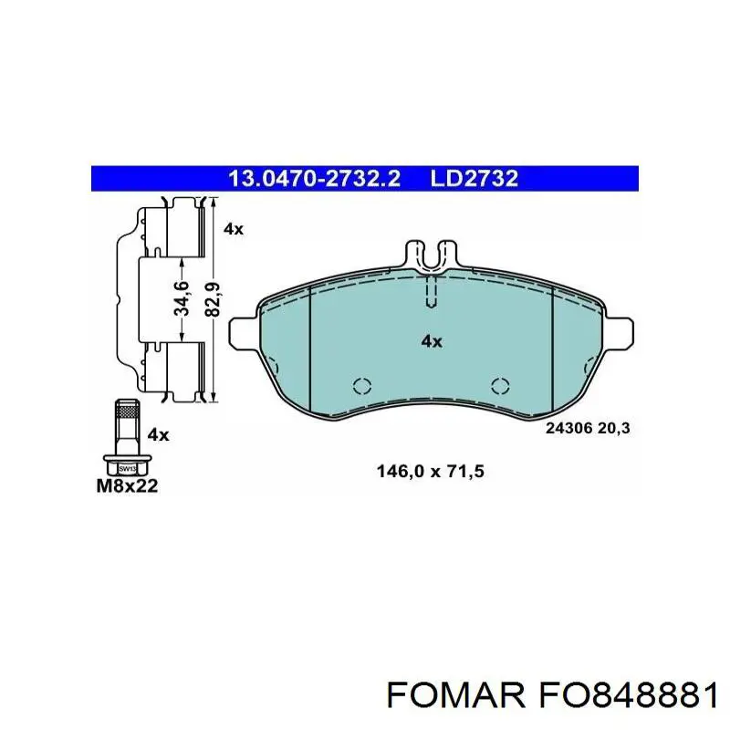 Купить FO848881 Fomar Roulunds Колодки тормозные