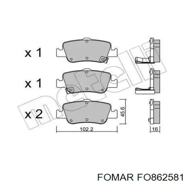Задние тормозные колодки FO862581 Fomar Roulunds