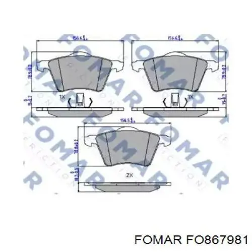 FO867981 Fomar Roulunds колодки тормозные передние дисковые