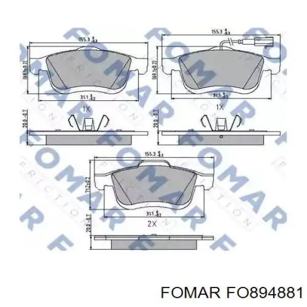 FO 894881 Fomar Roulunds колодки тормозные передние дисковые