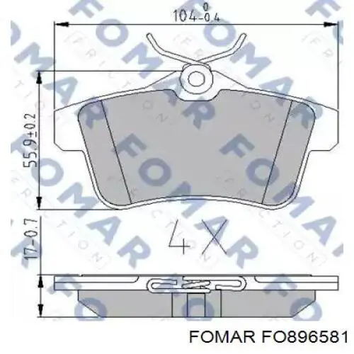 FO 896581 Fomar Roulunds sapatas do freio traseiras de disco