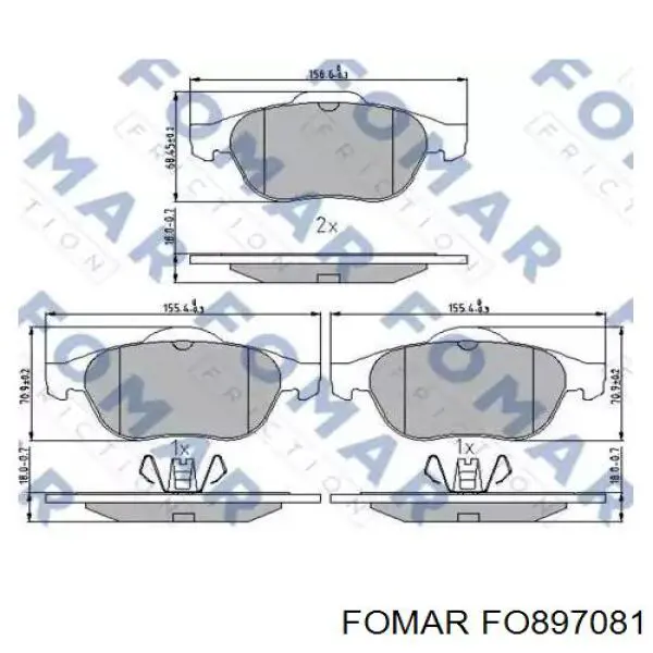 FO 897081 Fomar Roulunds колодки тормозные передние дисковые