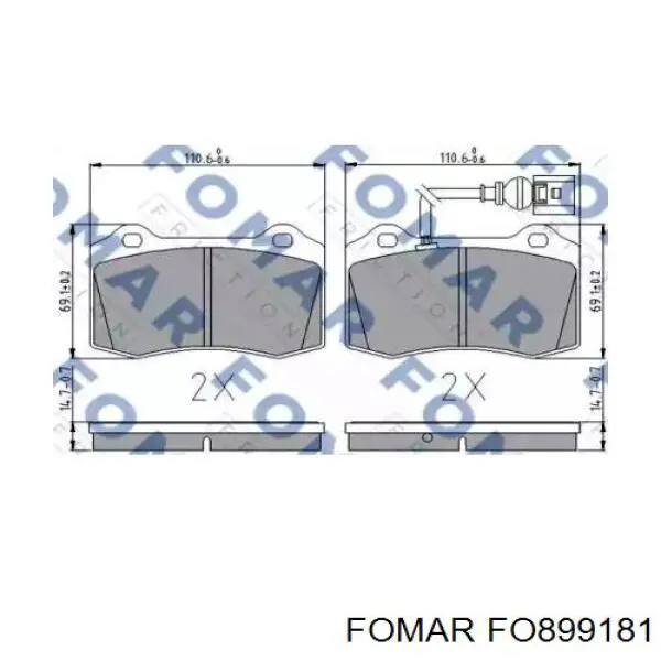 Передние тормозные колодки 43401 Remsa