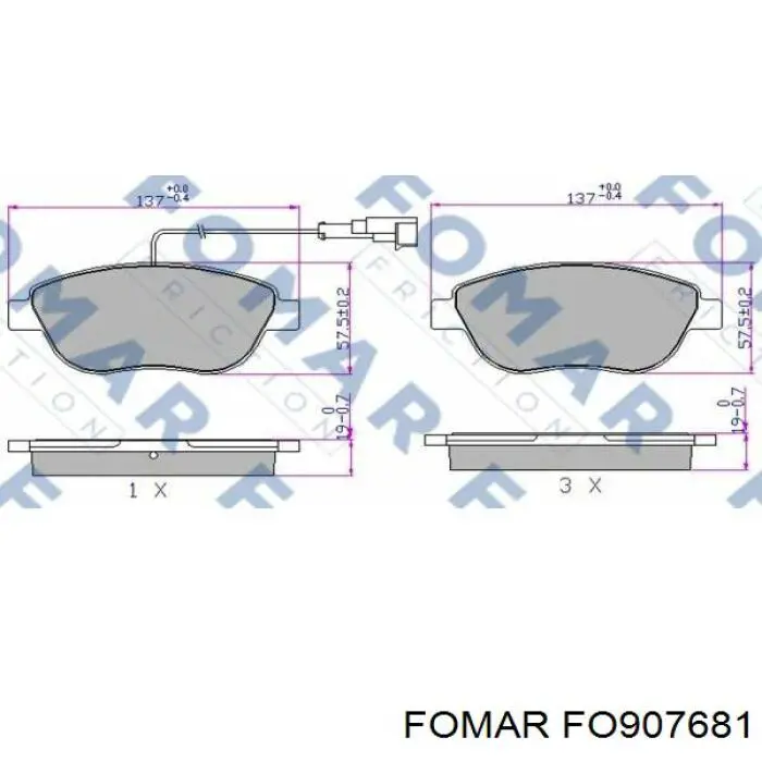 FO 907681 Fomar Roulunds колодки тормозные передние дисковые