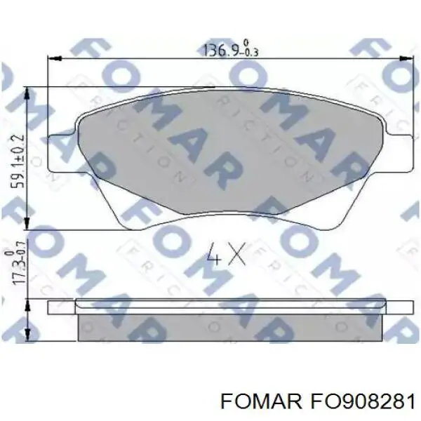 FO 908281 Fomar Roulunds sapatas do freio dianteiras de disco