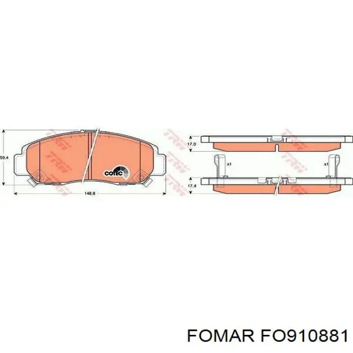 FO910881 Fomar Roulunds Колодки передние